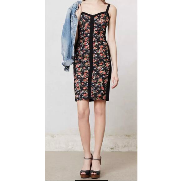 Bailey 44 Ruched Ponte Print Divide Dress Size Medium  ANTHROPOLOGIE Floral - Picture 1 of 10